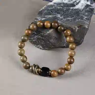 陌阡雪 国风禅意创意串珠 新中式精致文玩念珠 转运珠 木作 手串 男女同款情侣款 金丝檀木