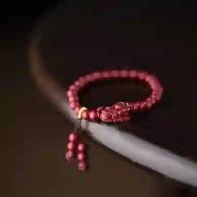 陌阡雪 国风中式吞金兽貔貅 紫金砂 再造辰砂朱砂 手串 男女同款情侣款