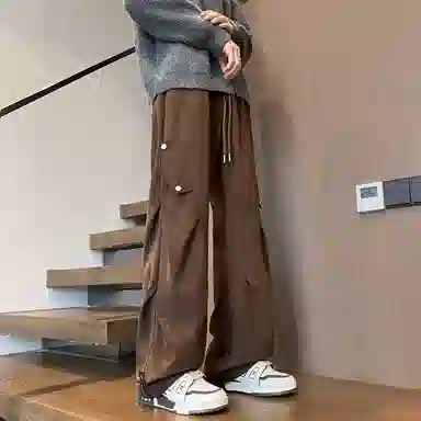 悍戈 嘻哈机能风工装卫裤 宽松微喇阔腿 时尚百搭 加绒保暖休闲裤 男女同款
