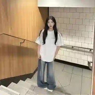 沐诚阳译 美式高街痞帅风拼接宽松水洗复古百搭长裤系列休闲运动套装 男女同款