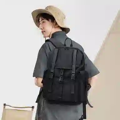 V.NINE Trendy Backpack Khaki Black
