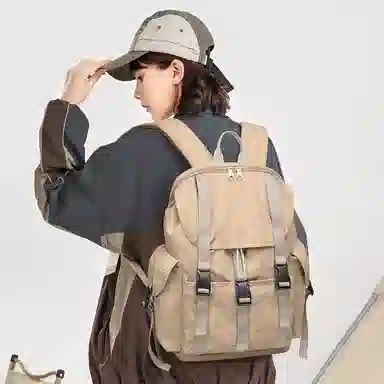 V.NINE Trendy Backpack Khaki Black