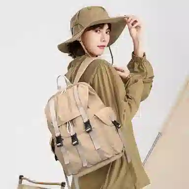 V.NINE Trendy Backpack Khaki Black