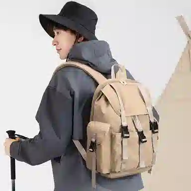 V.NINE Trendy Backpack Khaki Black