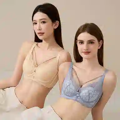 浪莎 舒适无痕无钢圈稳固不掉柔软亲肤轻薄透气收副乳防下垂聚拢文胸 女款 组合装