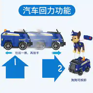 潮昇动漫 回力车系列 汪汪队立大功 阿奇/毛毛/小砾/天天 小汽车模型 威力狗公仔 玩具