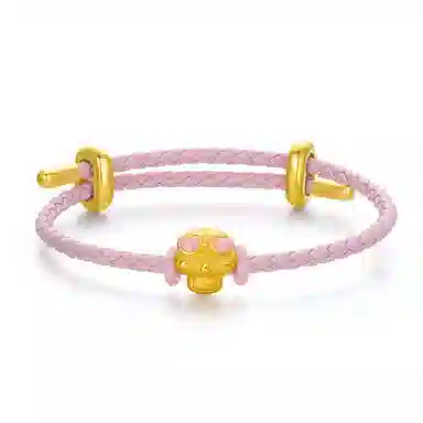 六桂福珠宝 巳喜金蛇 本命年蛇年 新中式国潮复古民族风转运珠小众设计 手工编织绳 足金 按克计价 黄金手链 男女同款情侣款