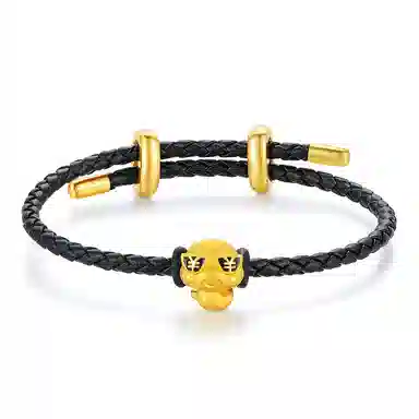 六桂福珠宝 巳喜金蛇 本命年蛇年 新中式国潮复古民族风转运珠小众设计 手工编织绳 足金 按克计价 黄金手链 男女同款情侣款