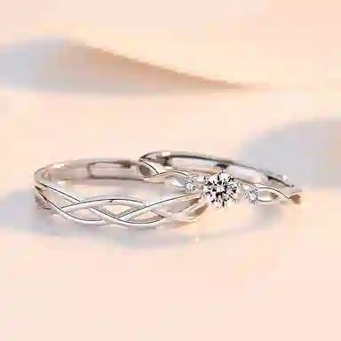 希缘 长相厮守对戒 轻奢小众高级感求婚结婚开口 合金 戒指 男女同款情侣款