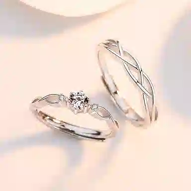 希缘 长相厮守对戒 轻奢小众高级感求婚结婚开口 合金 戒指 男女同款情侣款