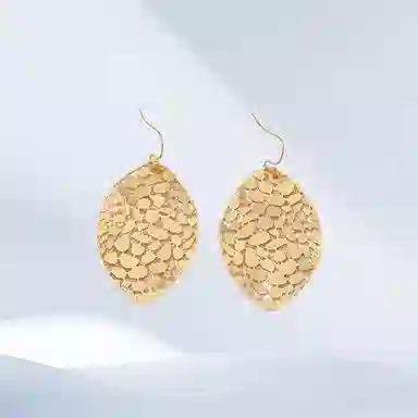 希遇 叶脉拓印 小清新时尚潮流 轻奢气质 甜美小众设计 日常通勤百搭#好运 合金 耳环 女款