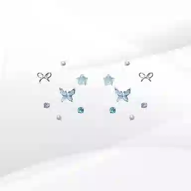 希遇 冰蓝蝴蝶 百搭简约小众设计气质轻奢高 级感时尚通勤精致饰品 甜蜜饰爱好运 合金 耳钉 女款