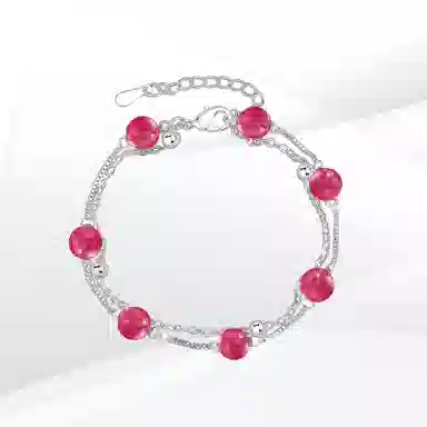 希遇 轻奢小众高级感 简约时尚甜美优雅日常 叠戴转 好运 玻璃猫眼 玉石手链 女款