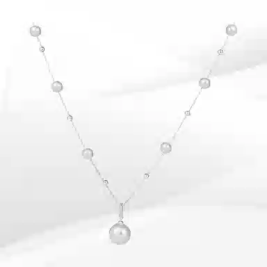 希遇 银色满天星蝴蝶结珍珠 轻奢小众颈链夏天温柔配饰品#好运 合金 项链 男女同款情侣款