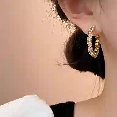 希遇  碎银子圈圈耳环小众轻奢设计高级感素圈气质耳饰 合金 耳环 女款