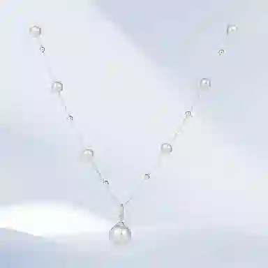 希遇 银色满天星蝴蝶结珍珠 轻奢小众颈链夏天温柔配饰品#好运 合金 项链 男女同款情侣款