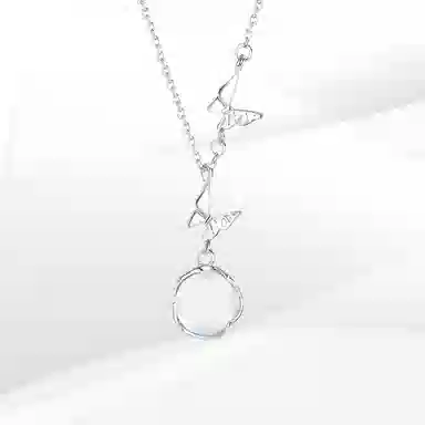 【S999足银 招财蝴蝶】 希遇 好运褔蝶 白月光 吊坠 连荔枝 新中式复古时尚简约清透气质优雅 玉髓 项链 男女同款情侣款