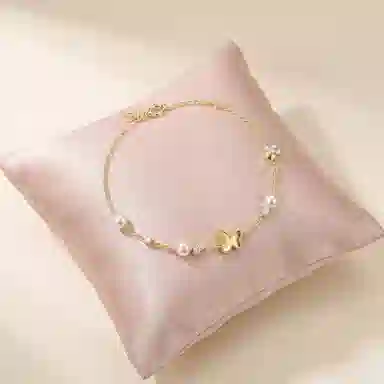 希遇 蝶栖心间 优雅可爱个性小众设计 日常通勤百搭 精致设计高级感竹节配饰 好运# 合金 手链 女款