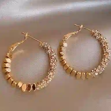 希遇  碎银子圈圈耳环小众轻奢设计高级感素圈气质耳饰 合金 耳环 女款