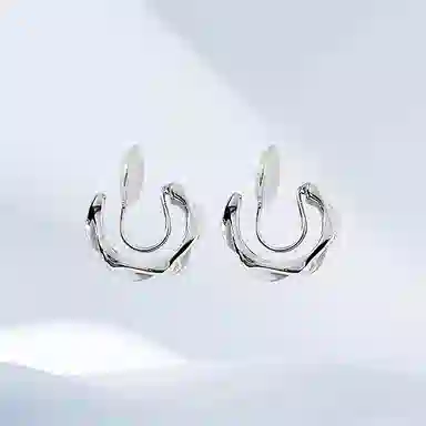 希遇 不规则素圈莫比乌斯 百搭个性耳环冷淡风高级感精致耳饰轻奢设计感小众 合金 耳夹 女款