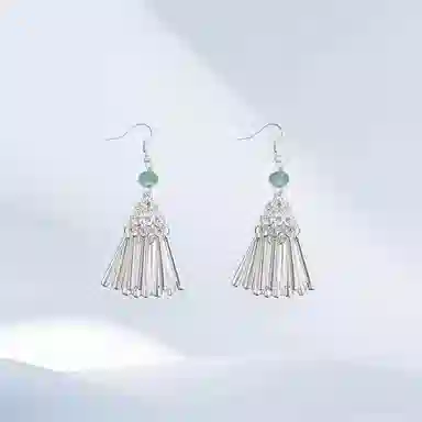 希遇 新中式国潮轻奢 时尚简约风 日常通勤百搭小众设计 #好运 清晰流苏 合金 耳环 女款