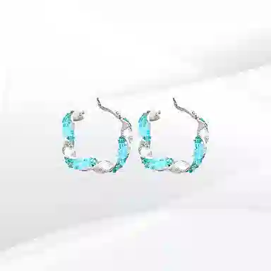 希遇 拓扑璃环耳饰玻璃扭曲纹理几何圆圈耳圈个性小众气质高级感经典百搭首饰#好运 合金 耳钉 女款