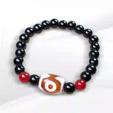 希遇  藏韵九眼天珠手串 新中式国潮轻奢 简约设计 福气满满 好运 红红火火 雅致高级白搭男女同款 玛瑙 手串 男女同款情侣款