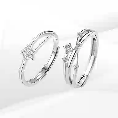 希遇 流隙粉钻爱心轻奢小众设计百搭高级感甜美学生食指指环开口可调节礼盒款好运 合金 戒指 男女同款情侣款