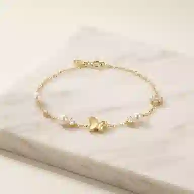 希遇 蝶栖心间 优雅可爱个性小众设计 日常通勤百搭 精致设计高级感竹节配饰 好运# 合金 手链 女款