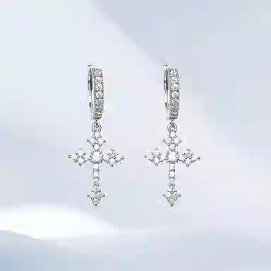 希遇 十字架轻奢高级感耳扣#好运 合金 耳环 男女同款情侣款