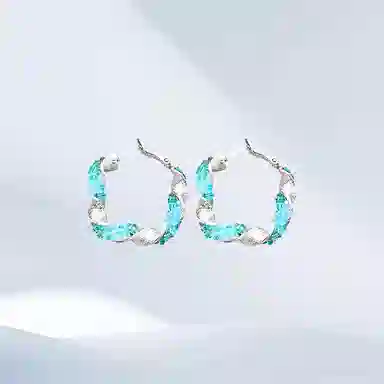 希遇 拓扑璃环耳饰玻璃扭曲纹理几何圆圈耳圈个性小众气质高级感经典百搭首饰#好运 合金 耳钉 女款