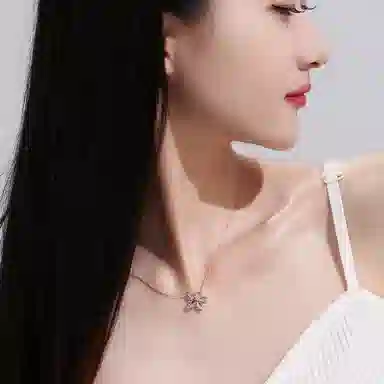 九战久胜 灵动钻石系列 彩金花瓣 钻石 项链 女款