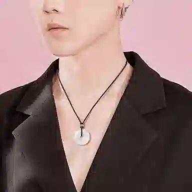 吉盟 新中式平安扣国潮风吉祥如意温润如玉转运珠 玉髓 玉石项链 男女同款情侣款