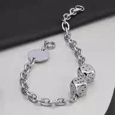 AKAK Destiny Dice Bracelet Titanium Steel Silver