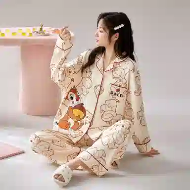 Miyadie x Disney Chip 'n' Dale Cotton Lounge Set Beige