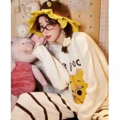 Gongdie x Disney Thermal Plush Loungewear Set Beige