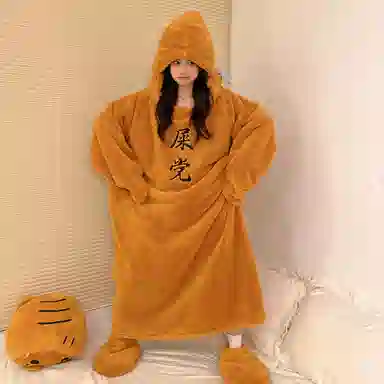 Gongdie Warm Cartoon Bathrobe Orange