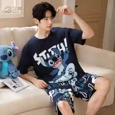Gongdie x Disney Stitch Pajama Set Navy
