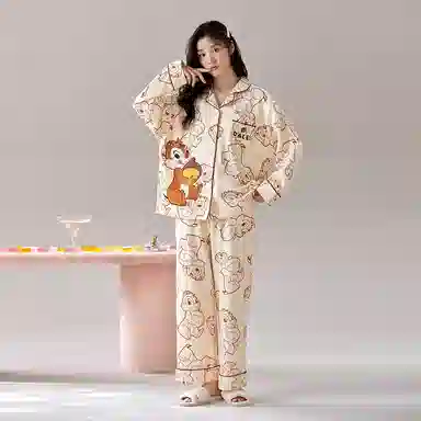 Miyadie x Disney Chip 'n' Dale Cotton Lounge Set Beige