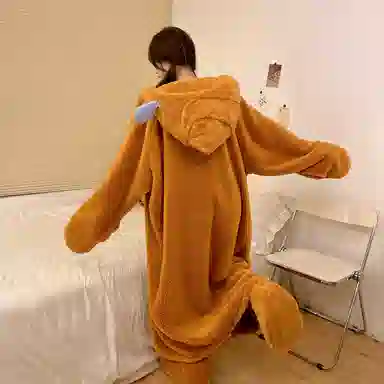 Gongdie Warm Cartoon Bathrobe Orange