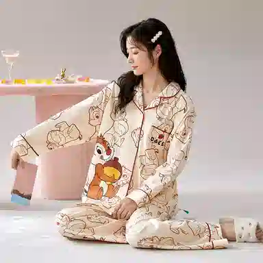 Miyadie x Disney Chip 'n' Dale Cotton Lounge Set Beige