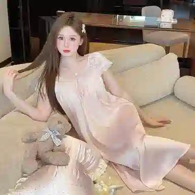 Gongdie Simple Korean Style Ice Silk Nightdress
