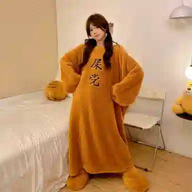 Gongdie Warm Cartoon Bathrobe Orange