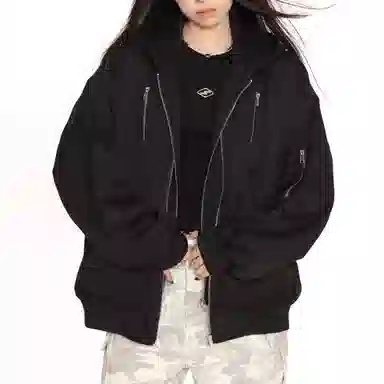 悍戈 美式高街复古多元素设计宽松连帽舒适百搭潮流夹克 男女同款