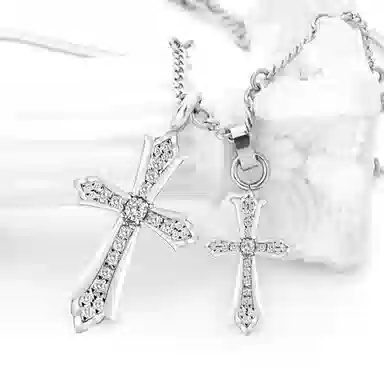 暖瞳 双十字架项链男生潮流嘻哈简约百搭高级感独特设计叠戴毛衣链#好运 钛钢 吊坠 男女同款情侣款