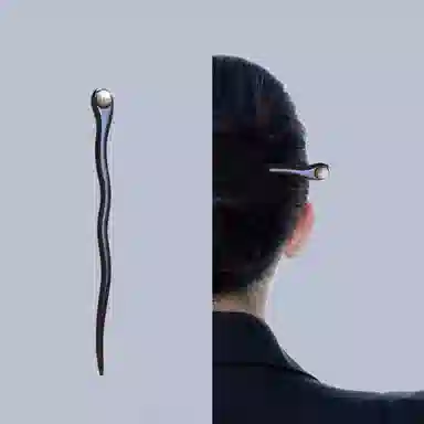 NuanTong Elegant Pearl Hairpin Ebony Wood