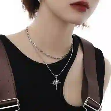 暖瞳 精致小巧四芒星镂空设计双层叠戴时尚个性精致简约百搭高级感 合金 项链 女款