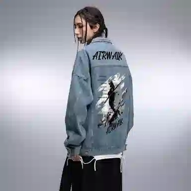 Airwalk Retro Dark Wukong Print Denim Jacket