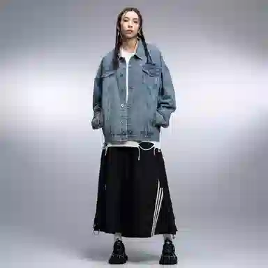 Airwalk Retro Dark Wukong Print Denim Jacket