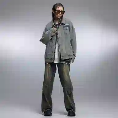 Airwalk Retro Dark Wukong Print Denim Jacket